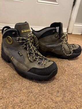 La Sportiva Olive and Black Women's Hiking Ankle Boots with Yellow Accents